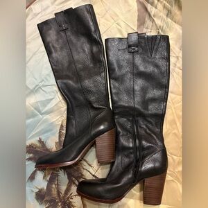 Black Leather Knee-High Boots